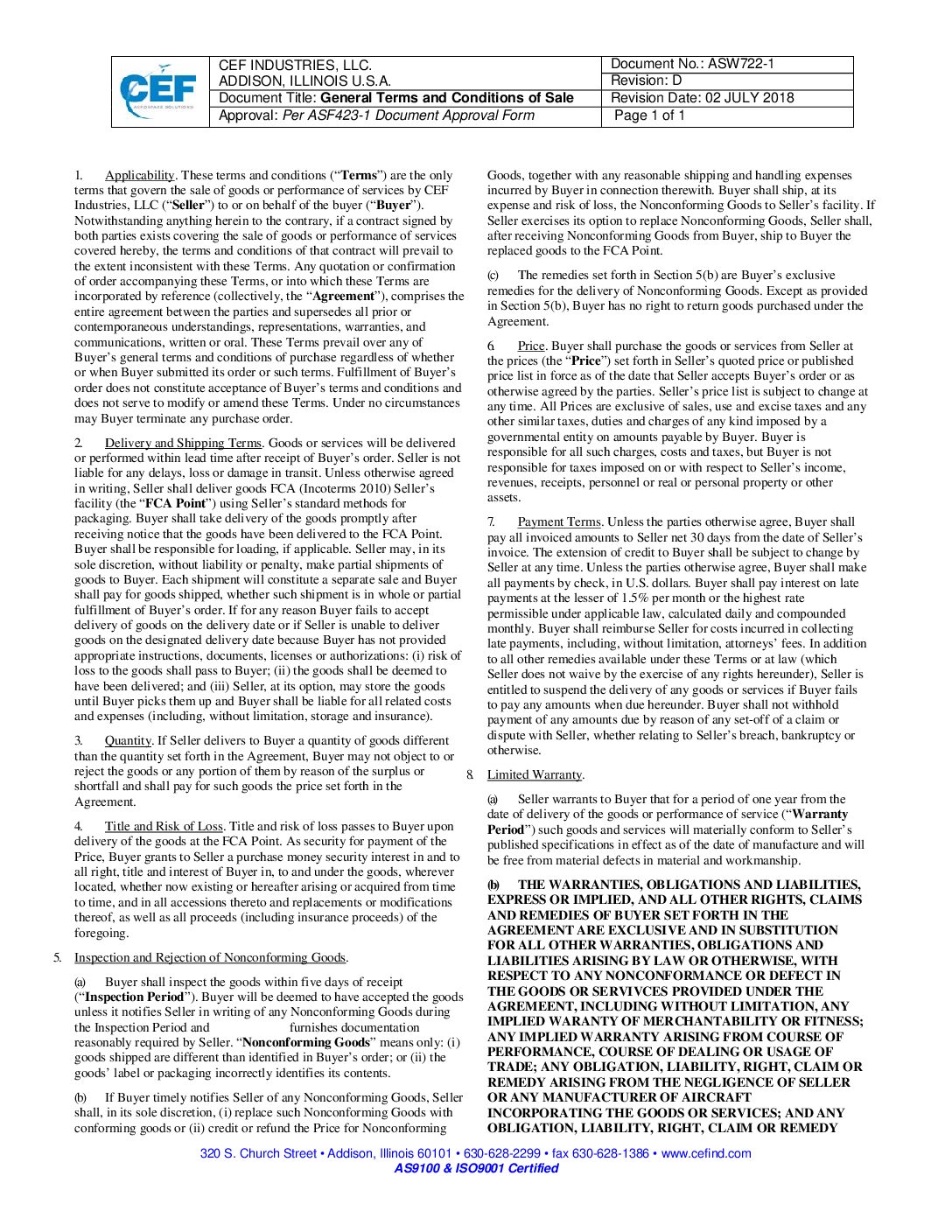 General Terms and Conditions of Sale